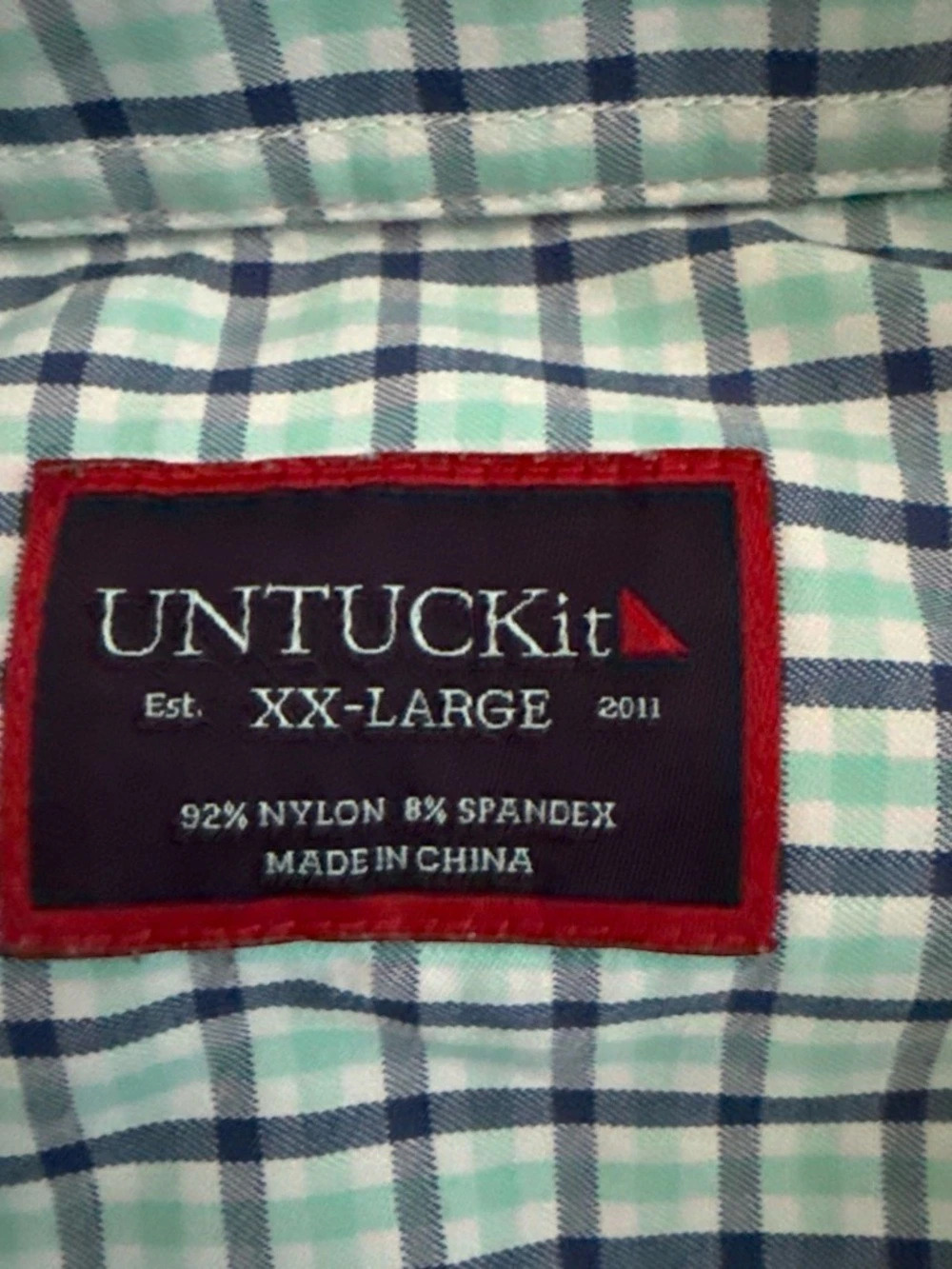 UNTUCKit Checkered Button Down Shirt Blue & Green XXL - Picture 3 of 3